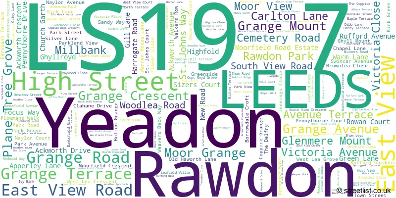 A word cloud for the LS19 7 postcode